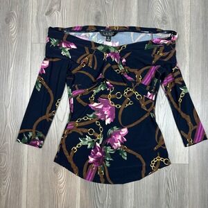 Lauren Ralph Lauren Print Jersey Off The Shoulder Top - SIZE S Floral Academia